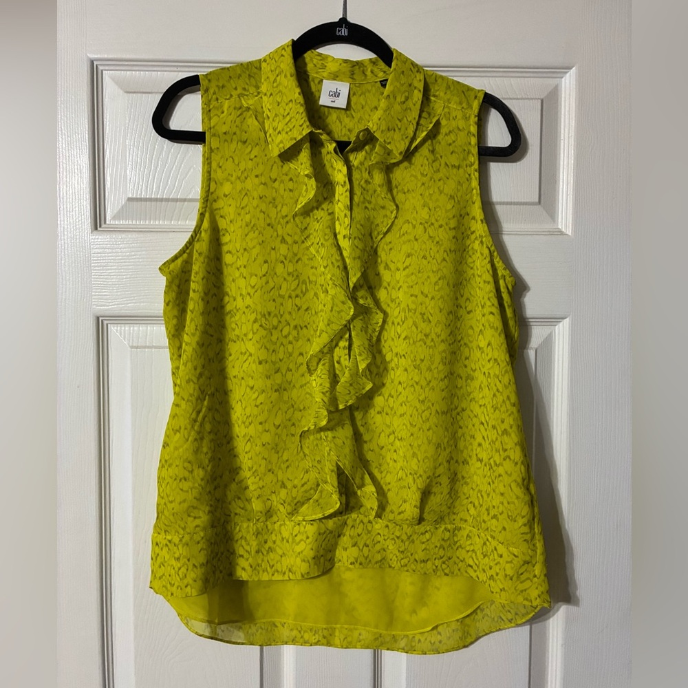 cabi Chic Lime Green Sleeveless Blouse